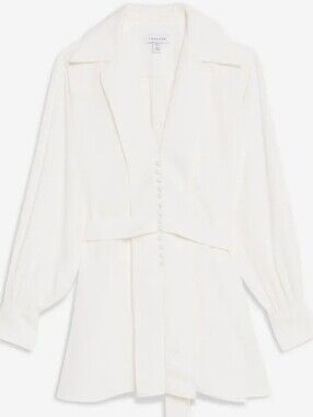 NWOT Topshop Plunge Chiffon Blouse - White Size 8